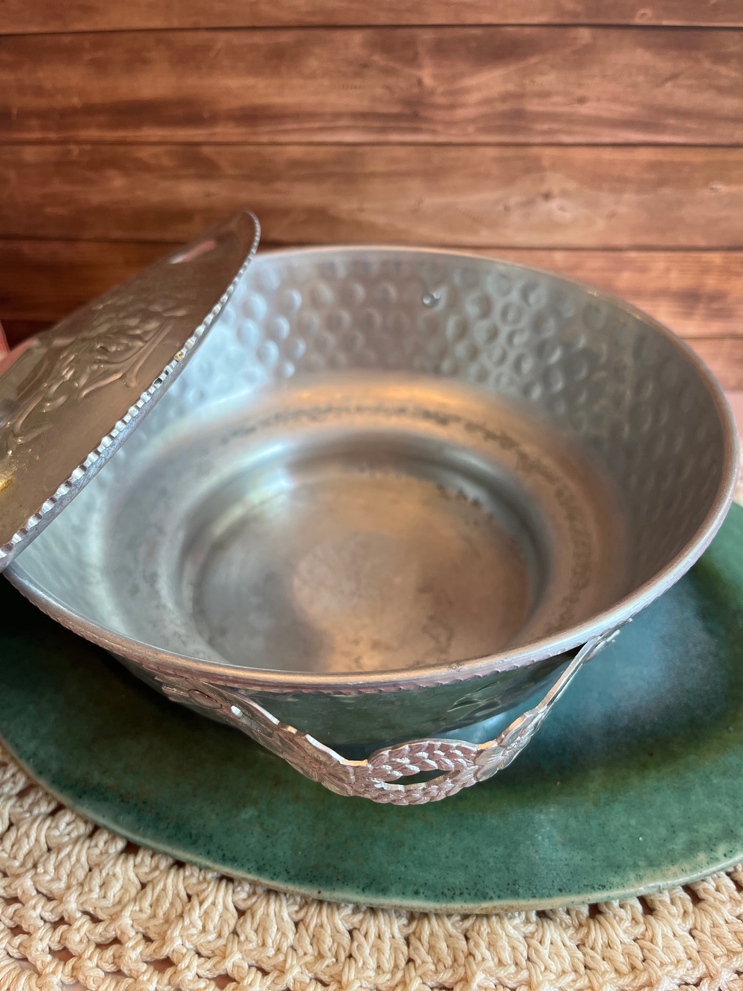 Nasco Hammered Aluminum Covered Serving Dish