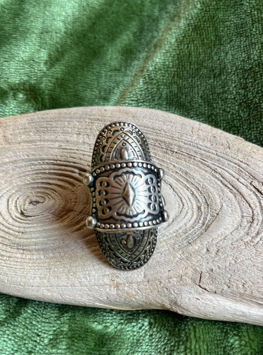 Sterling Silver Articulated Full-Finger Armor Ring