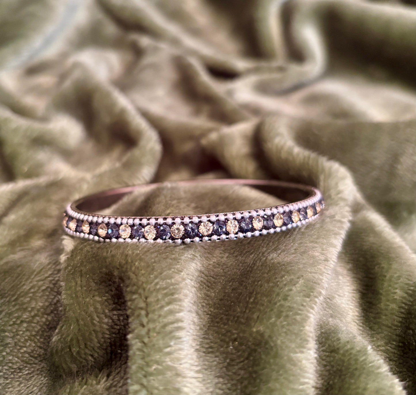 Sky Blue & Pale Yellow Rhinestone Bangle