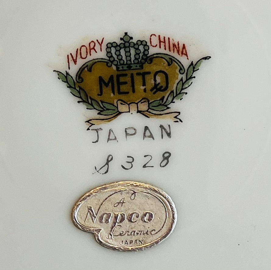 1930s-1950s Meito China Hand-Painted Scalloped Square Decorative Plates (Set of 4)