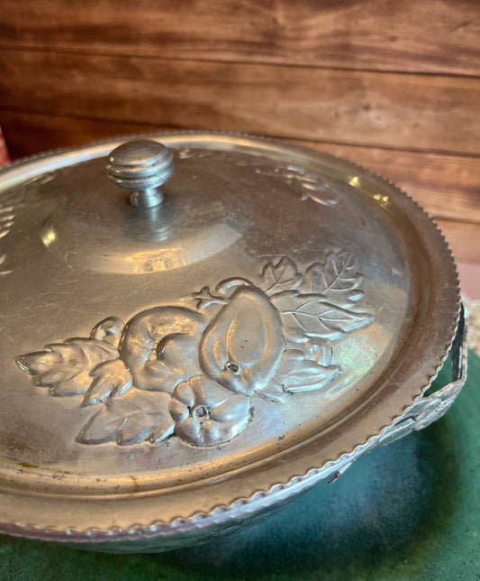 Nasco Hammered Aluminum Covered Serving Dish
