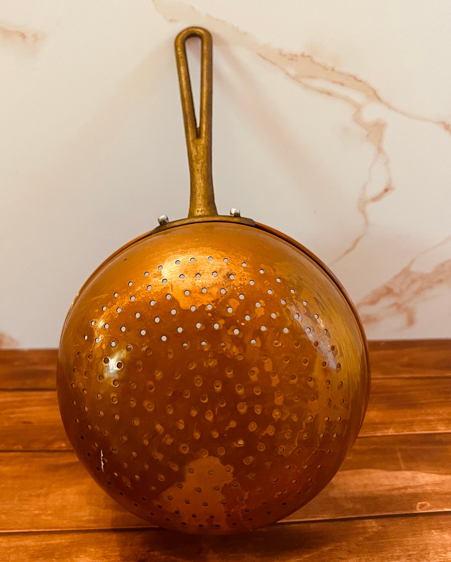 Copper and Brass Mid-Century Berry Colander