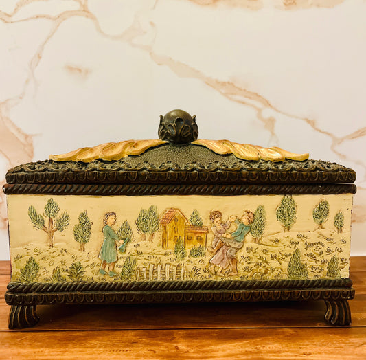 Vintage Capodimonte Style Rococo Ceramic Trinket Box
