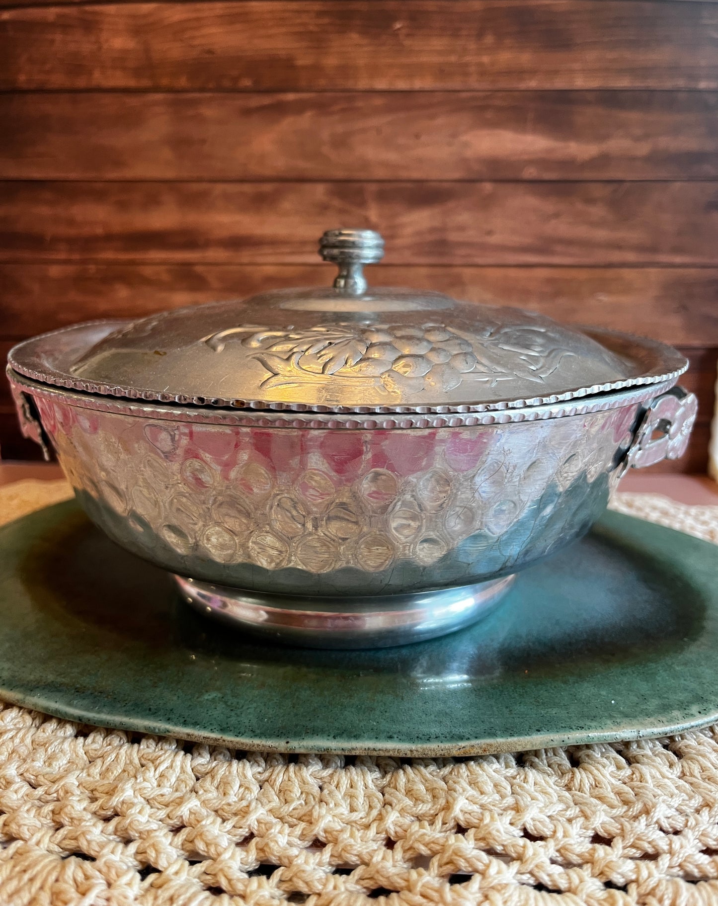 Nasco Hammered Aluminum Covered Serving Dish