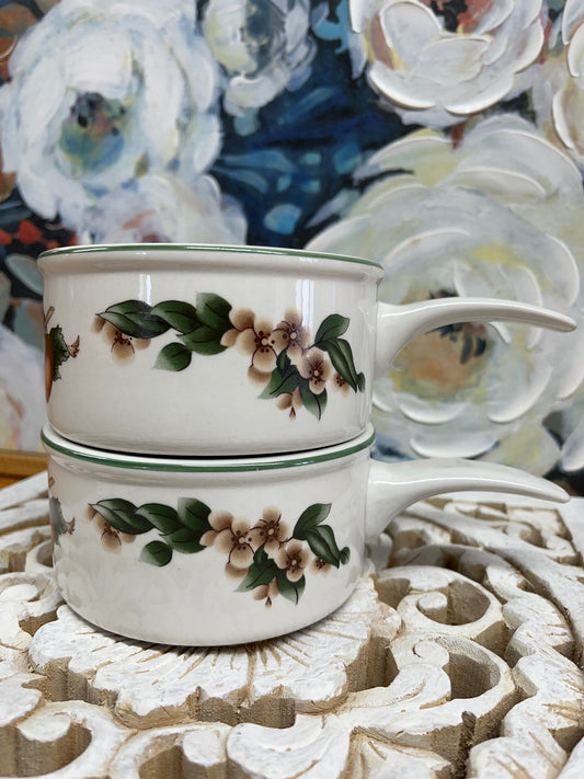1990s "The Cades Cove Collection" Stoneware Onion Soup Bowls