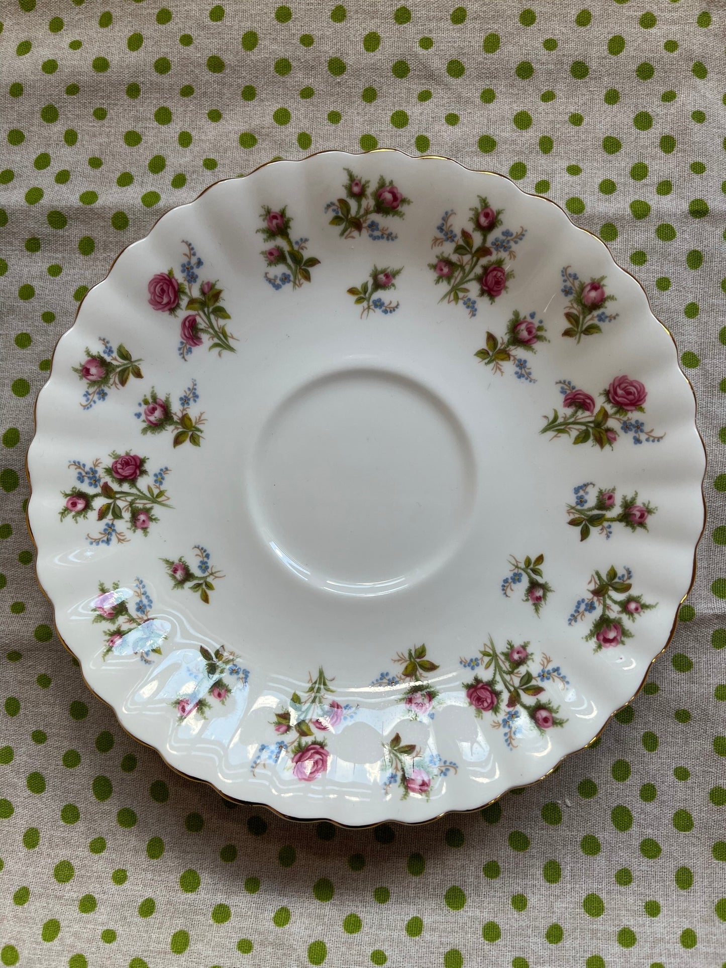1960s Royal Albert "Winsome" Footed Cream Soup Bowl & Saucer - Four Sets