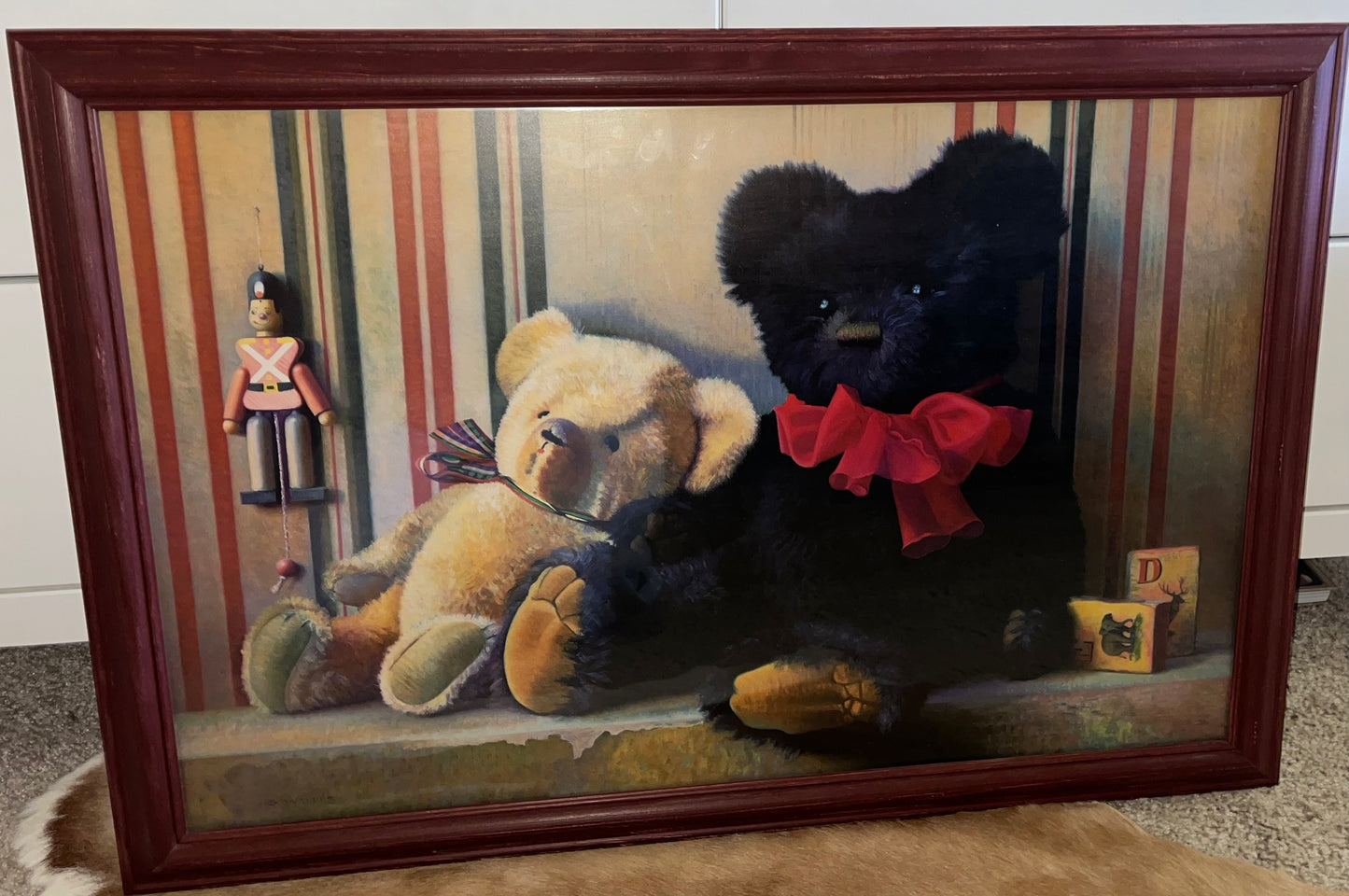 Vintage Sid Willis "Toy Bear" Framed Large-Format Art Print