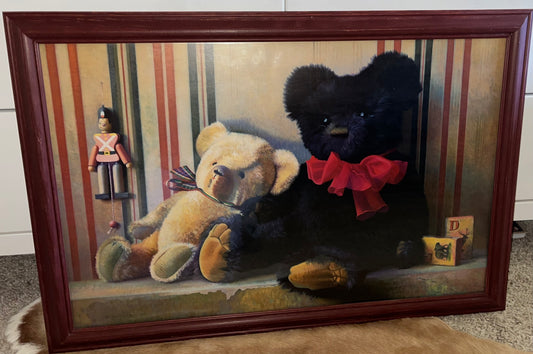 Vintage Sid Willis "Toy Bear" Framed Large-Format Art Print