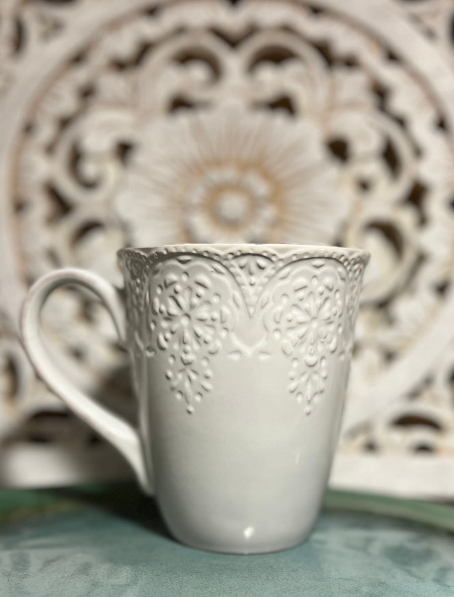 Pfaltzgraff "French Lace" White Stoneware 15 oz. Mug