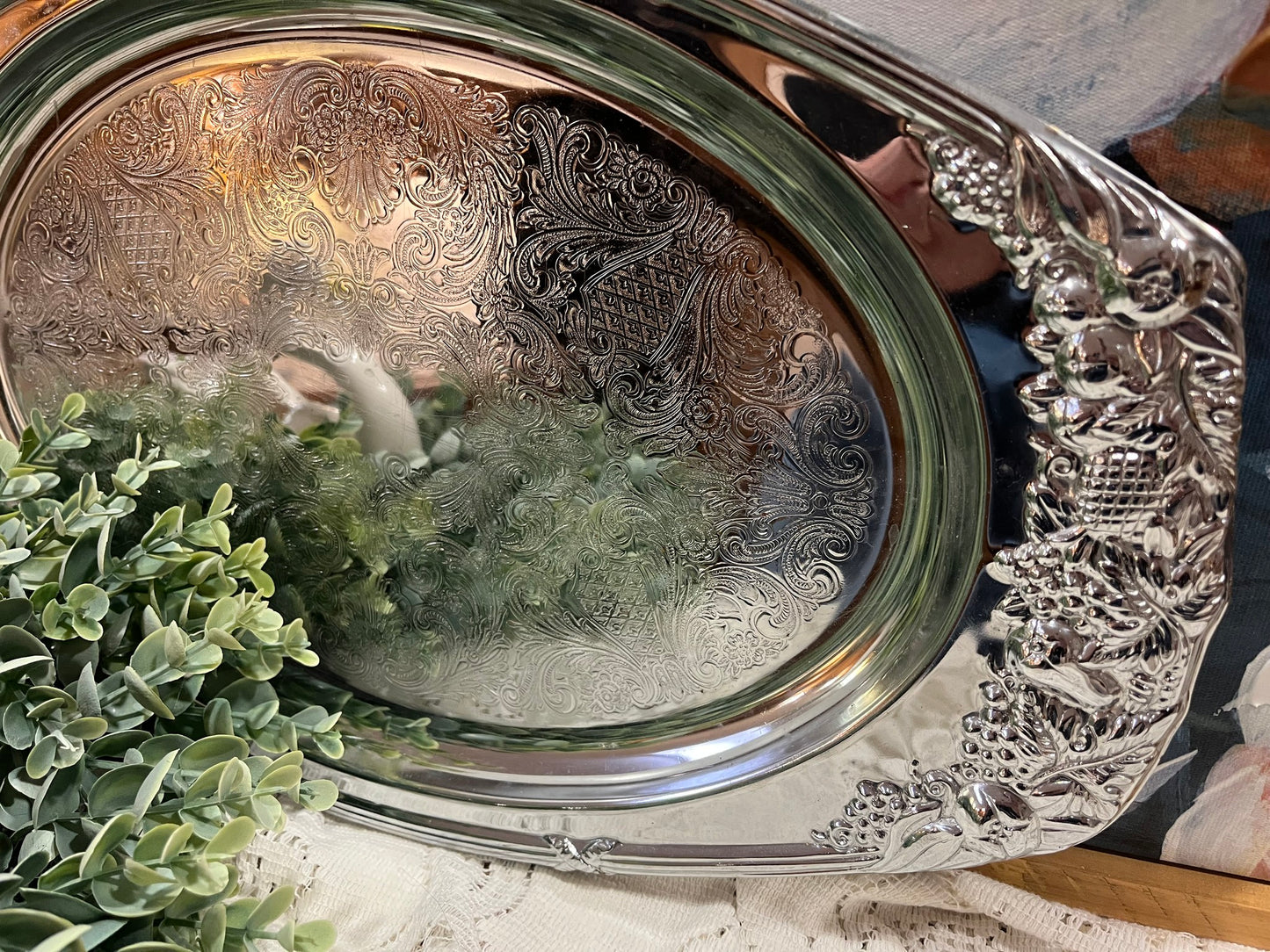1960s Shelton Ware NYC Chrome-Plated Embossed Serving Tray