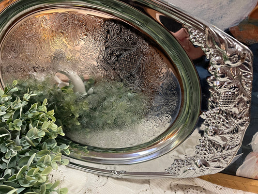 1960s Shelton Ware NYC Chrome-Plated Embossed Serving Tray