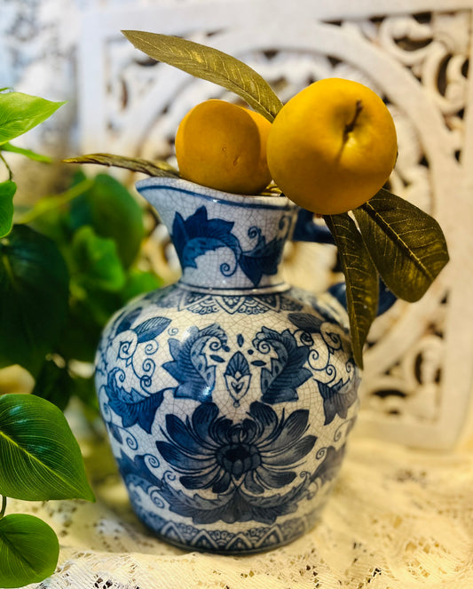 1930s Dechang Taoci Cobalt Blue Porcelain Floral Pitcher