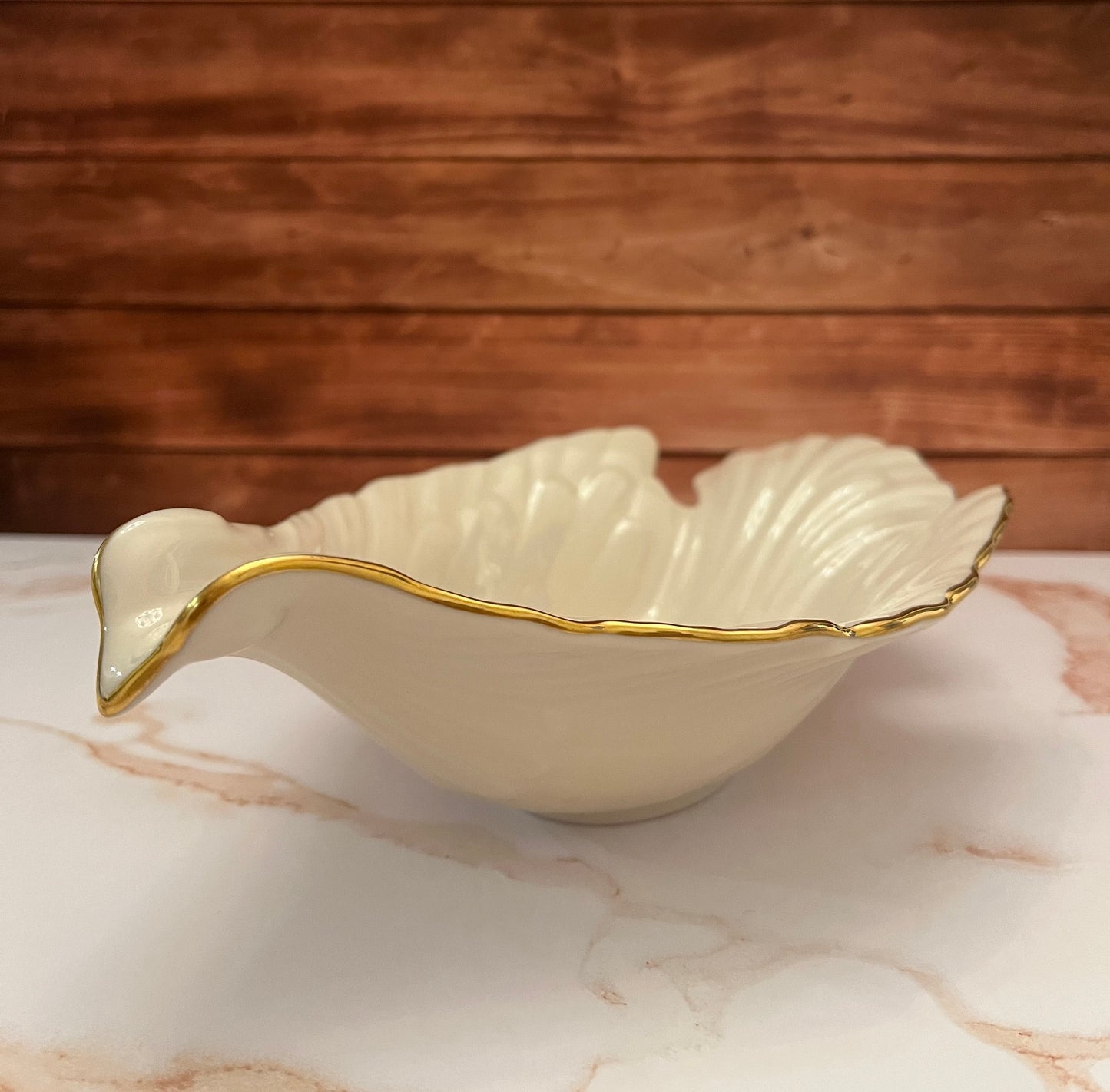 1980s Lenox Porcelain & 24K Gold Accented Dove Candy Dish