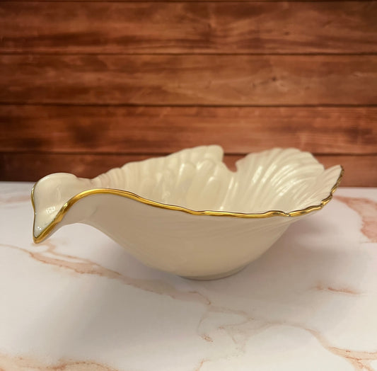 1980s Lenox Porcelain & 24K Gold Accented Dove Candy Dish