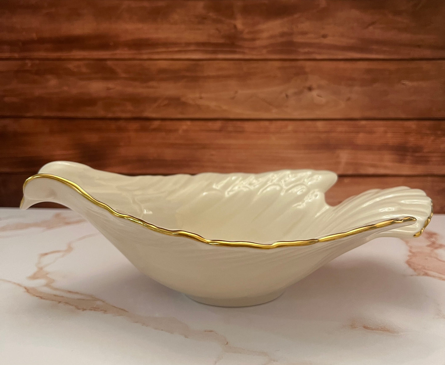 1980s Lenox Porcelain & 24K Gold Accented Dove Candy Dish