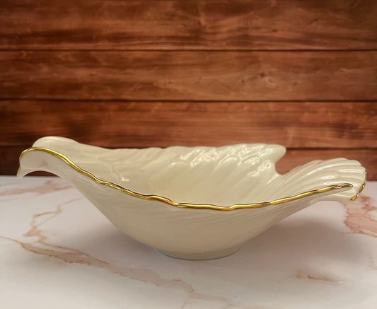 1980s Lenox Porcelain & 24K Gold Accented Dove Candy Dish