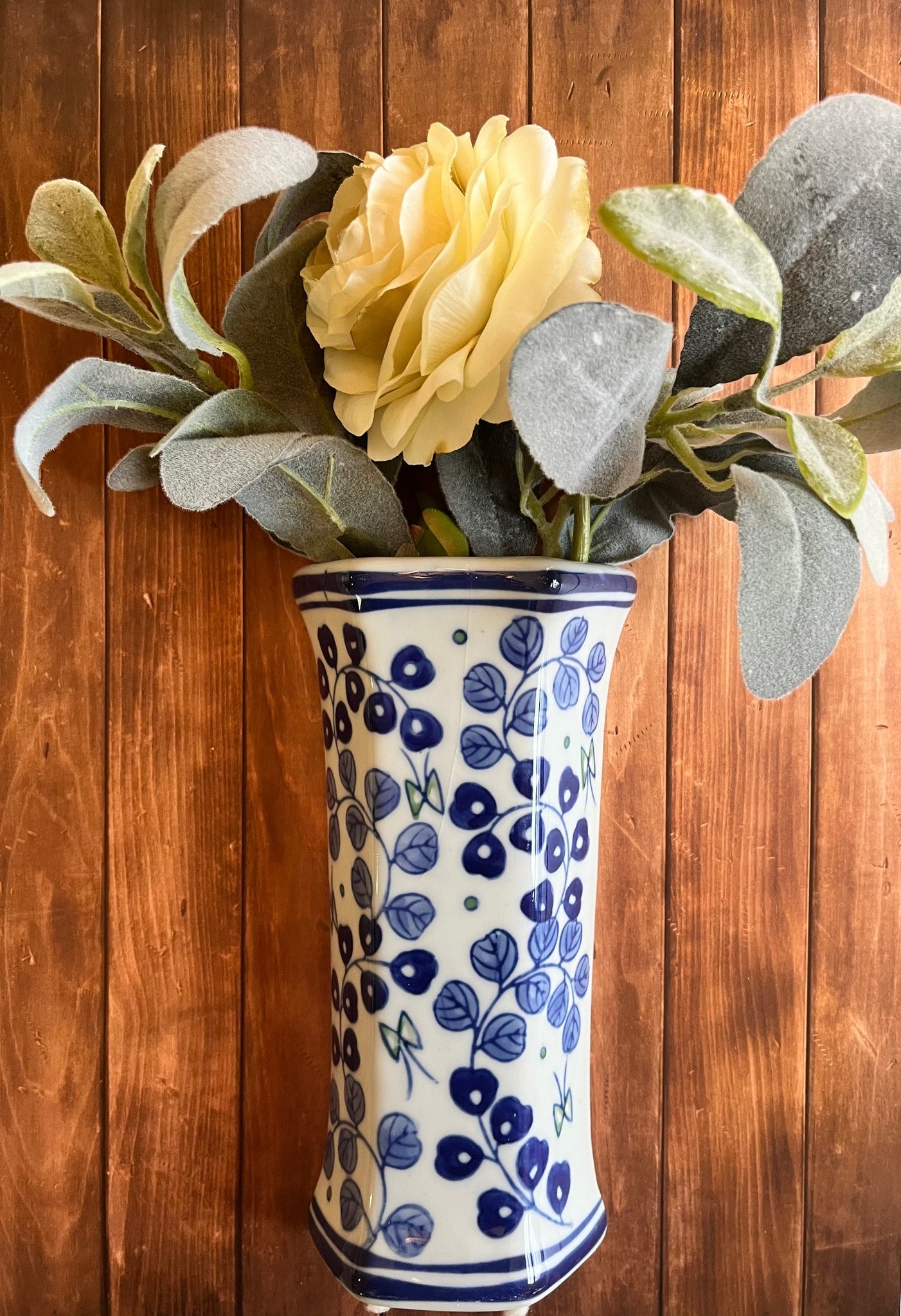 1990s Bombay Company Cobalt Blue Chinoiserie Hanging Wall Vase