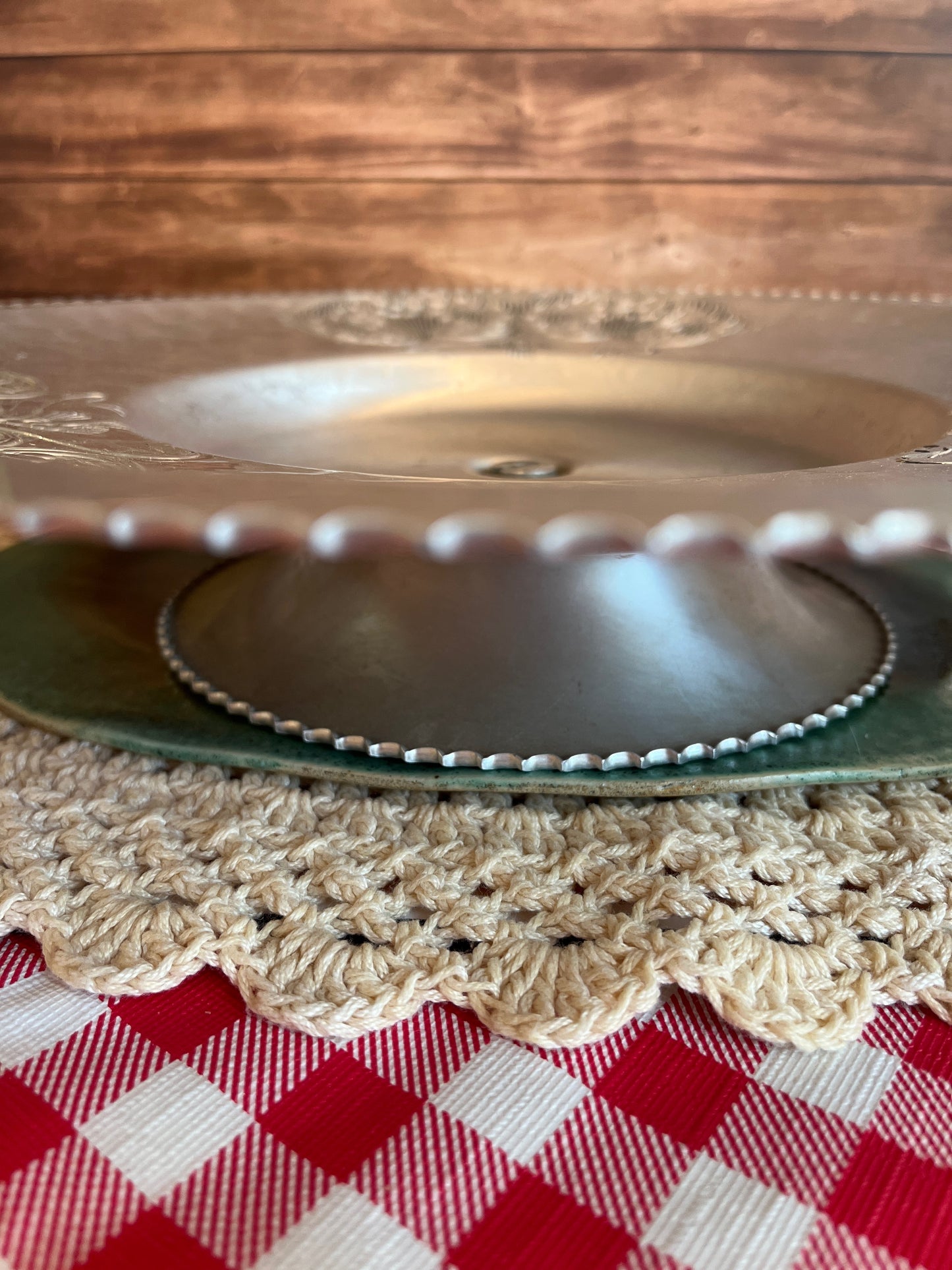 1950s Hand-wrought Hammered Aluminum Lazy Susan