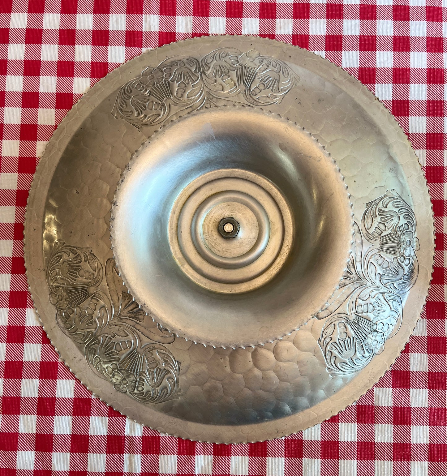 1950s Hand-wrought Hammered Aluminum Lazy Susan