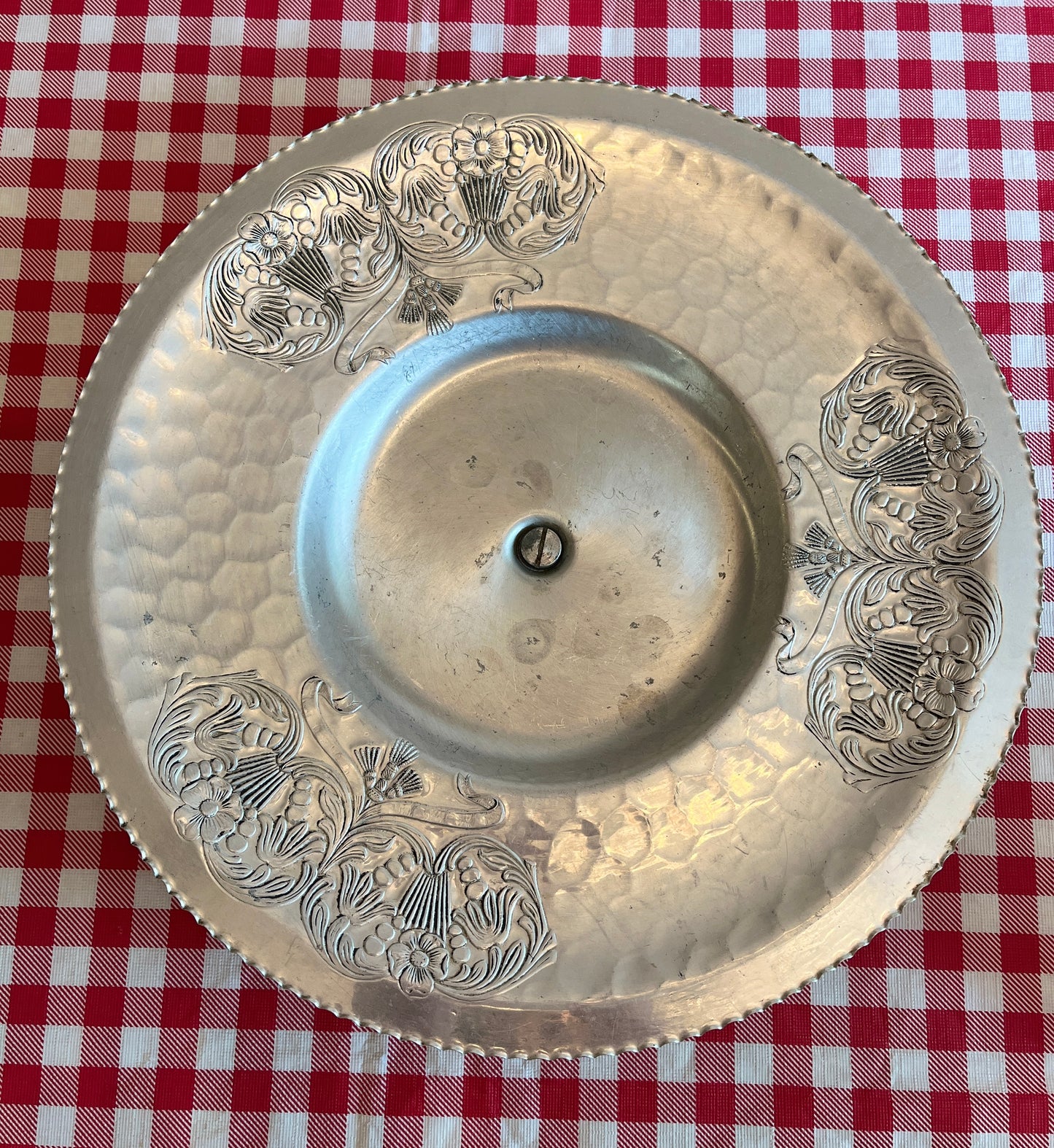 1950s Hand-wrought Hammered Aluminum Lazy Susan