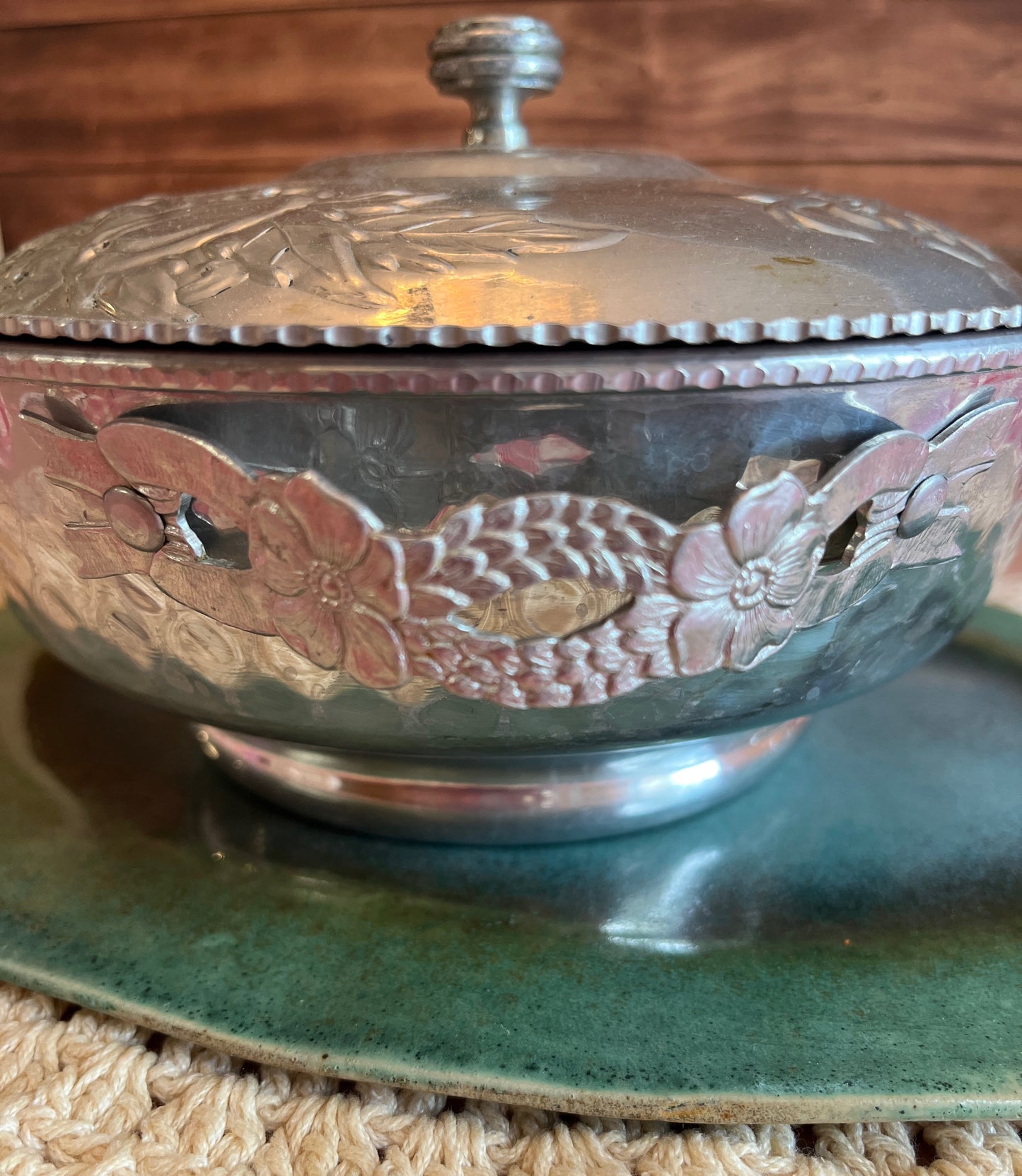 Nasco Hammered Aluminum Covered Serving Dish