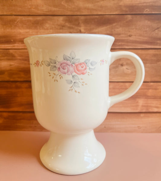1990s Pfaltzgraff Trousseau Floral Footed Mugs - Set of 4