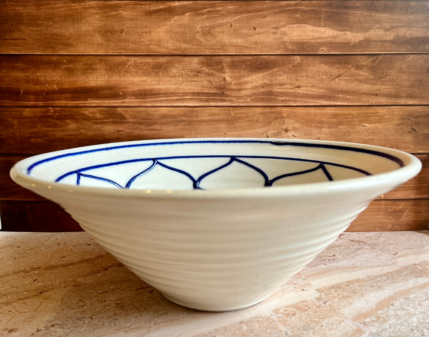 Artist Signed Pottery | "Fish Net" Stoneware Bowl
