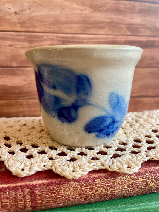 Vintage Glazed Stoneware Tulip Salt Crock