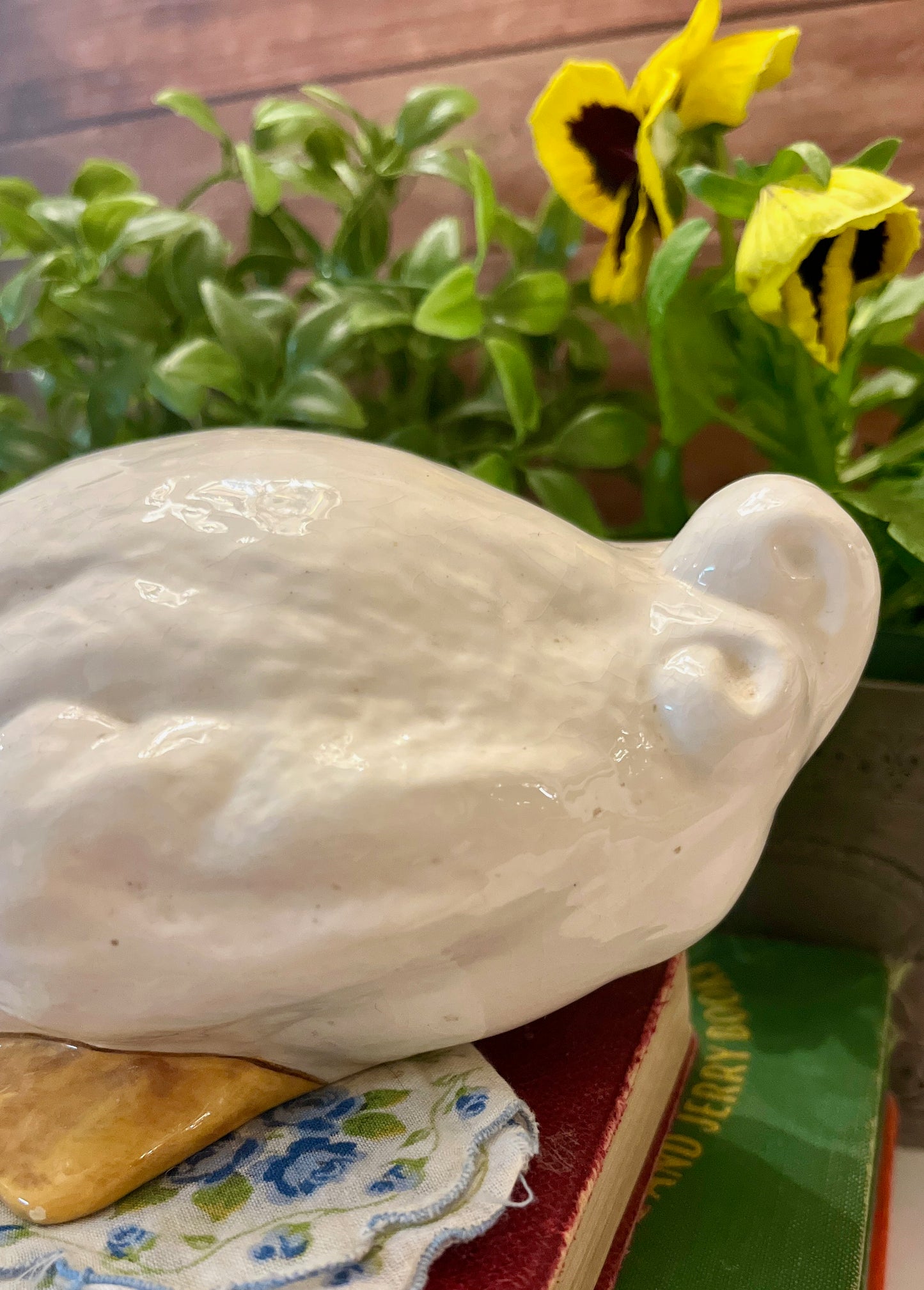 Vintage Folk Art Hand-Painted Ceramic Duck