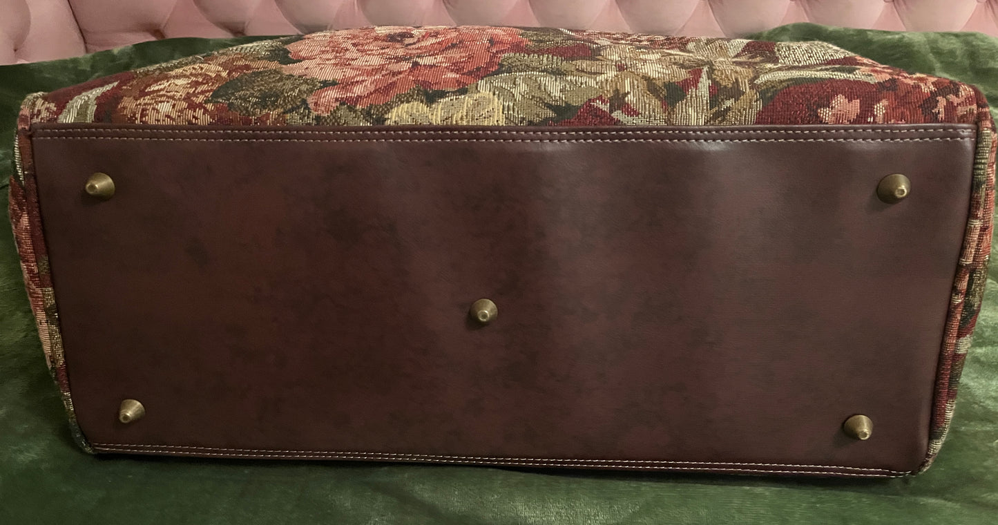 Vintage Ricardo Beverly Hills Floral Tapestry Weekender