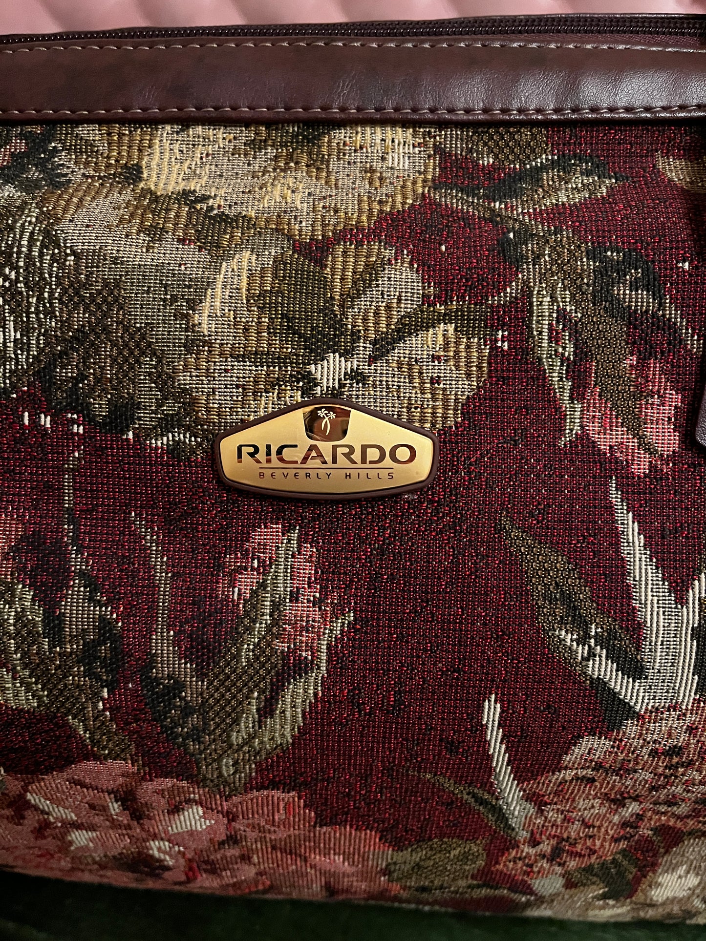 Vintage Ricardo Beverly Hills Floral Tapestry Weekender