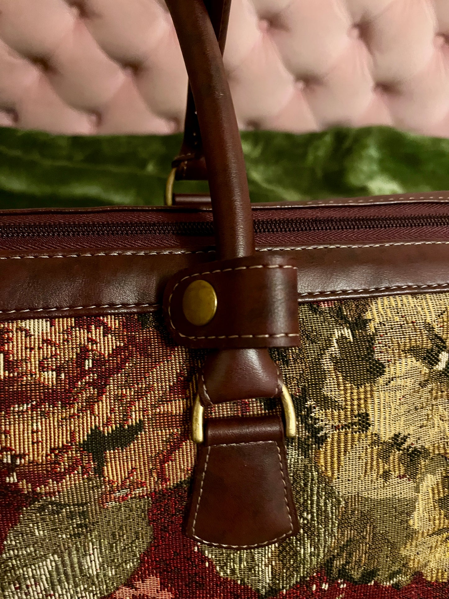 Vintage Ricardo Beverly Hills Floral Tapestry Weekender