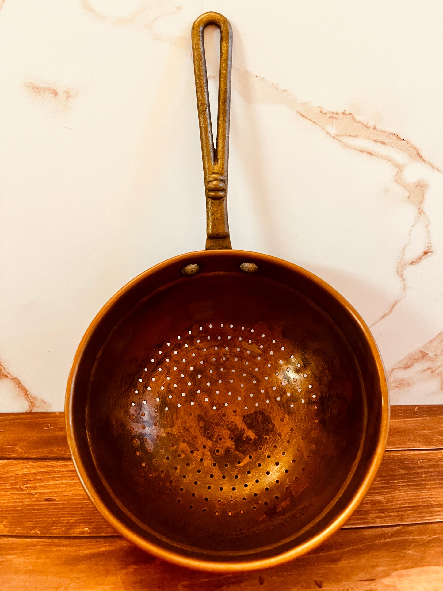Copper and Brass Mid-Century Berry Colander