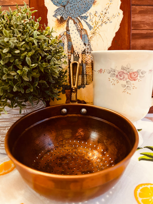 Copper and Brass Mid-Century Berry Colander
