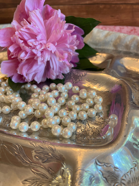 Midcentury Floral Embossed Aluminum Serving Tray