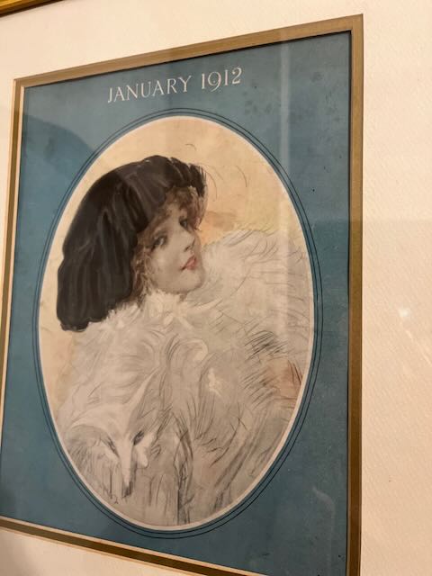 Antique Delineator Framed Artwork: Female Subject (January 1912 edition)