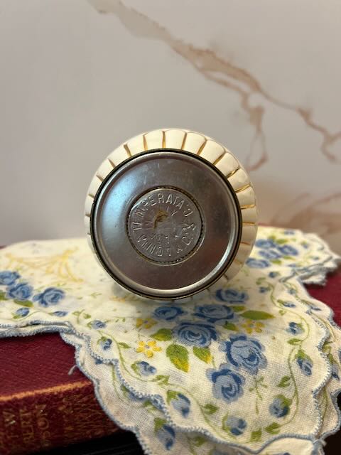 Midcentury Italian Macina Temperata Porcelain & Brass Pepper Mill and Salt Shaker Set
