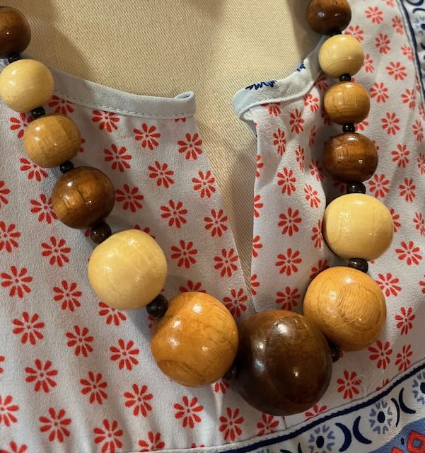 Vintage Bohemian Wooden Bead Necklace