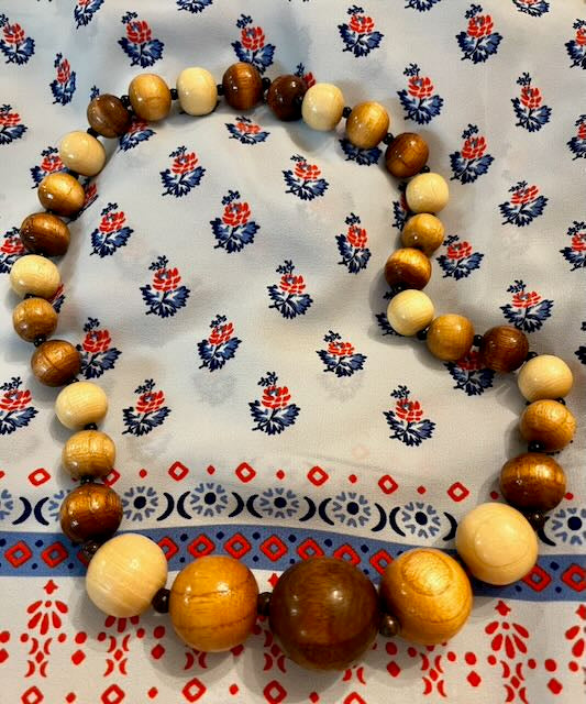Vintage Bohemian Wooden Bead Necklace